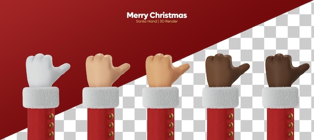 Mano de dibujos animados de Papá Noel en 3D como gesto