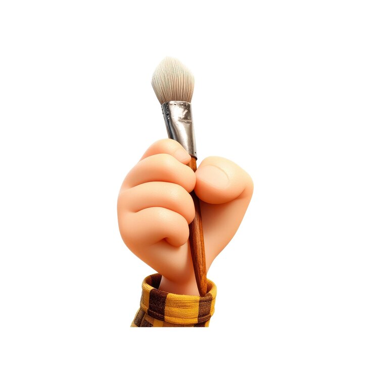 PSD mano de dibujos animados sosteniendo el pincel