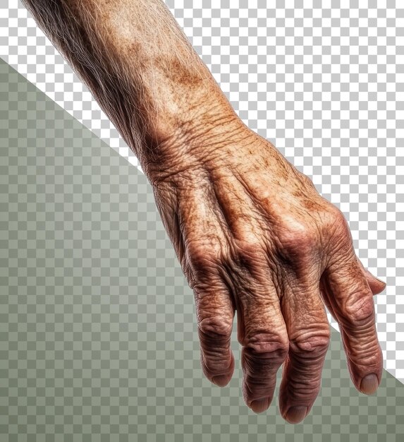 La mano envejecida de PNG se extiende en la suave luz natural