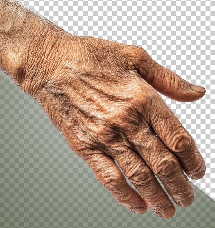 PSD mano envejecida de png sobre un fondo blanco