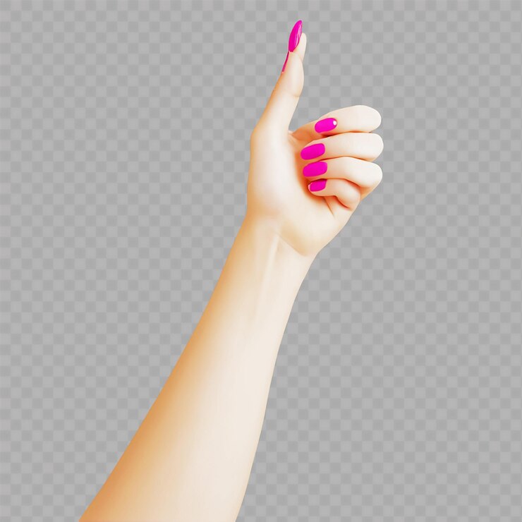 PSD una mano con un esmalte de uñas púrpura en ella