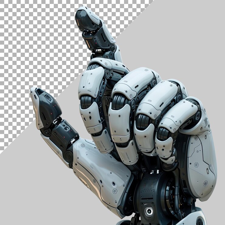 PSD la mano extendida del robot aislada en un fondo transparente png