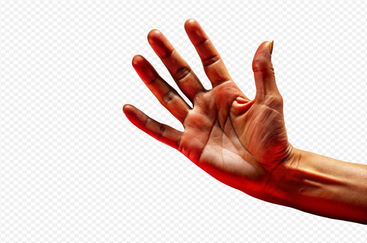PSD la mano se extiende hacia arriba, el gesto elegante, los dedos extendidos, la piel pálida, la composición minimalista.