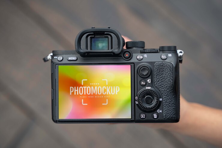 PSD mano de fotografía sosteniendo cámara de fotos