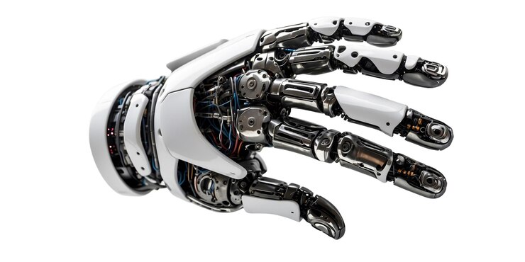 PSD la mano del futuro robot tecnológico aislada en un fondo transparente