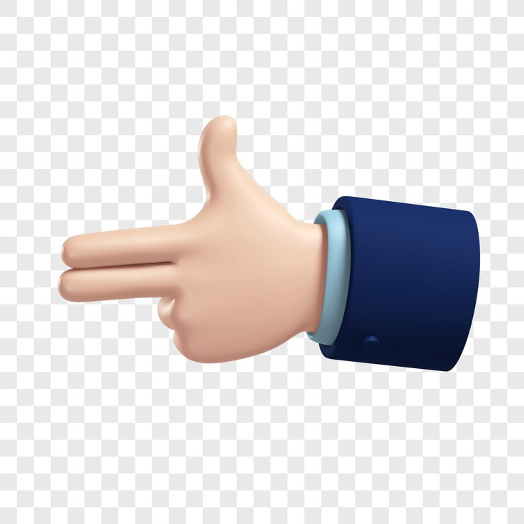 PSD mano de gesto de pistola de mano 3d en la forma de una pistola ilustración aislada representación 3d