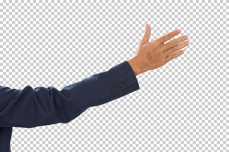 PSD mano de hombre de negocios aislada