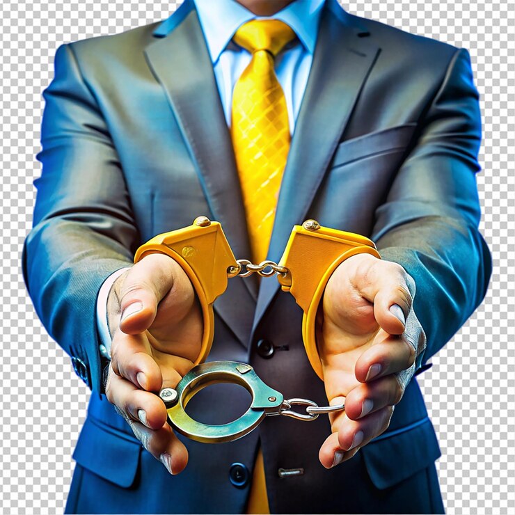 PSD mano de hombre de negocios con esposas abiertas png