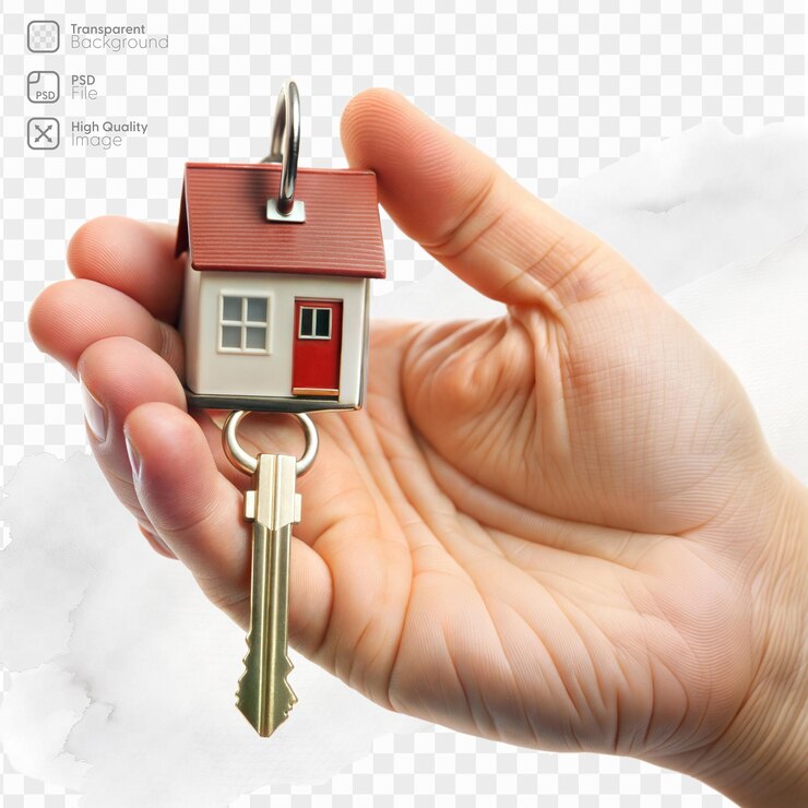 PSD una mano con una llave de una casa