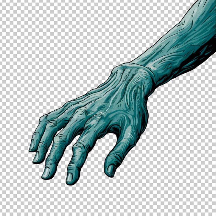PSD una mano con una mano verde en ella se muestra en esta ilustración