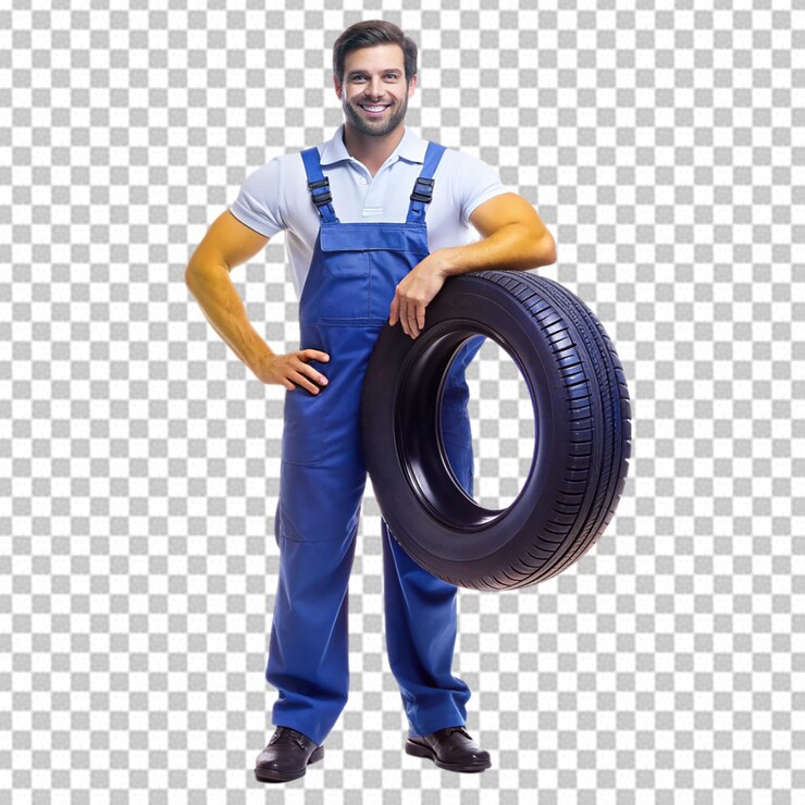PSD la mano de un mecánico automotriz reparando un neumático