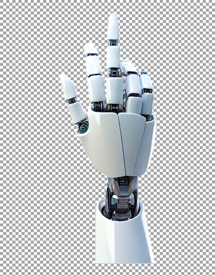 PSD mano meccanica avanzata futuro della robotica e dell'intelligenza artificiale su sfondo trasparente png psd