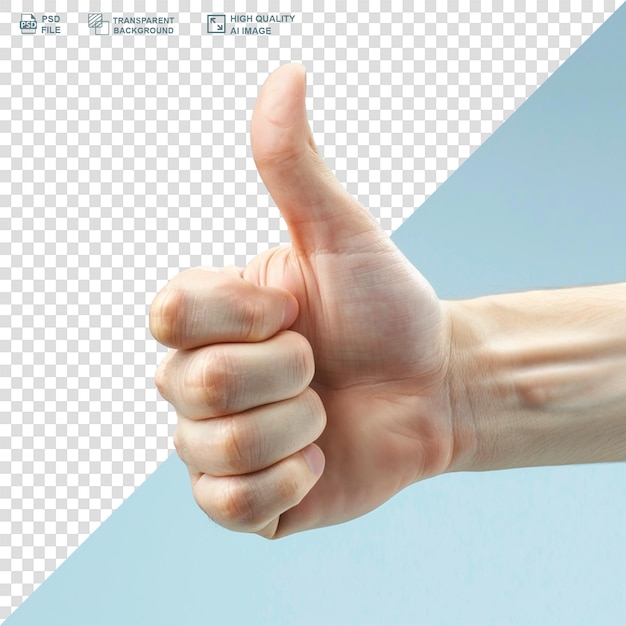 PSD la mano muestra los pulgares en el fondo transparente png