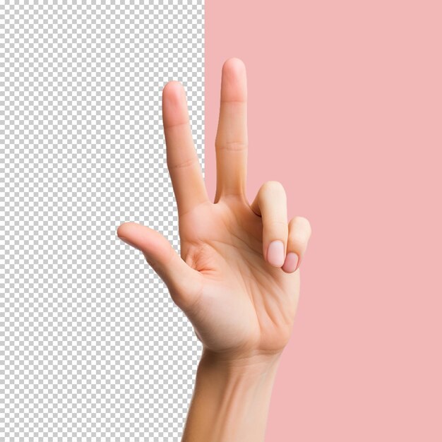 PSD la mano muestra el signo en la imagen png de fondo transparente.