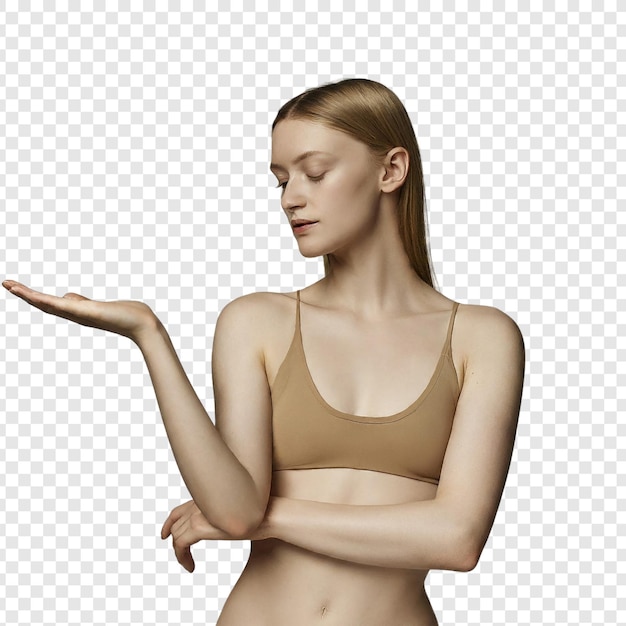 La mano de la mujer abierta aislado png en fondo transparente premium psd