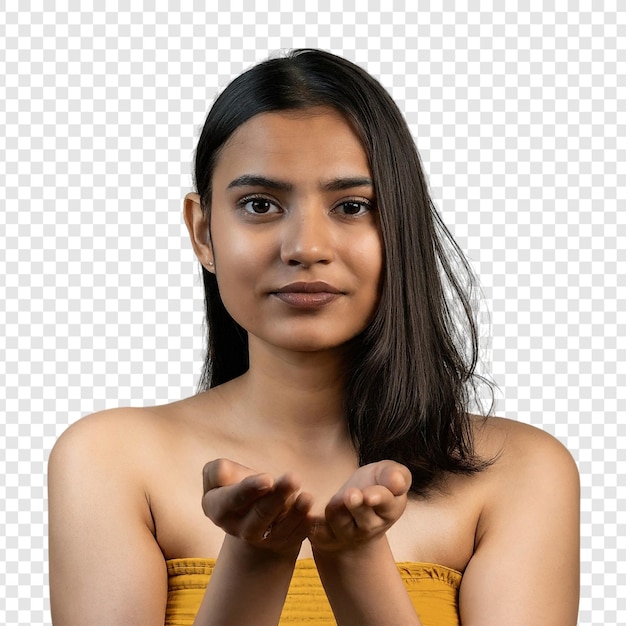 PSD la mano de la mujer abierta aislado png en fondo transparente premium psd