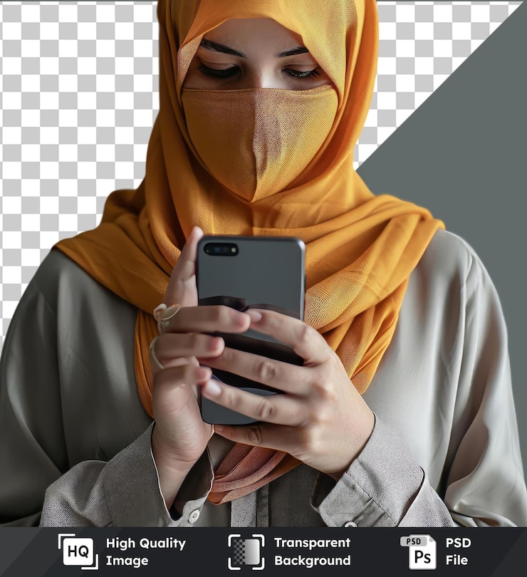PSD mano de una mujer y sosteniendo un teléfono inteligente
