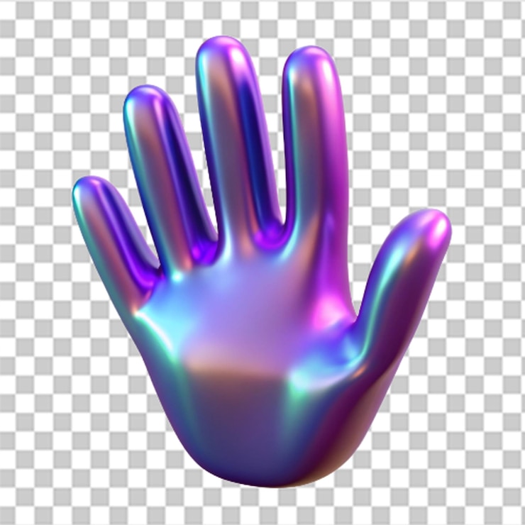 PSD mano de plástico brillante en 3d con curvas dinámicas y colores vibrantes