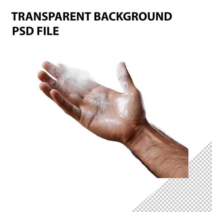 PSD la mano con el polvo blanco