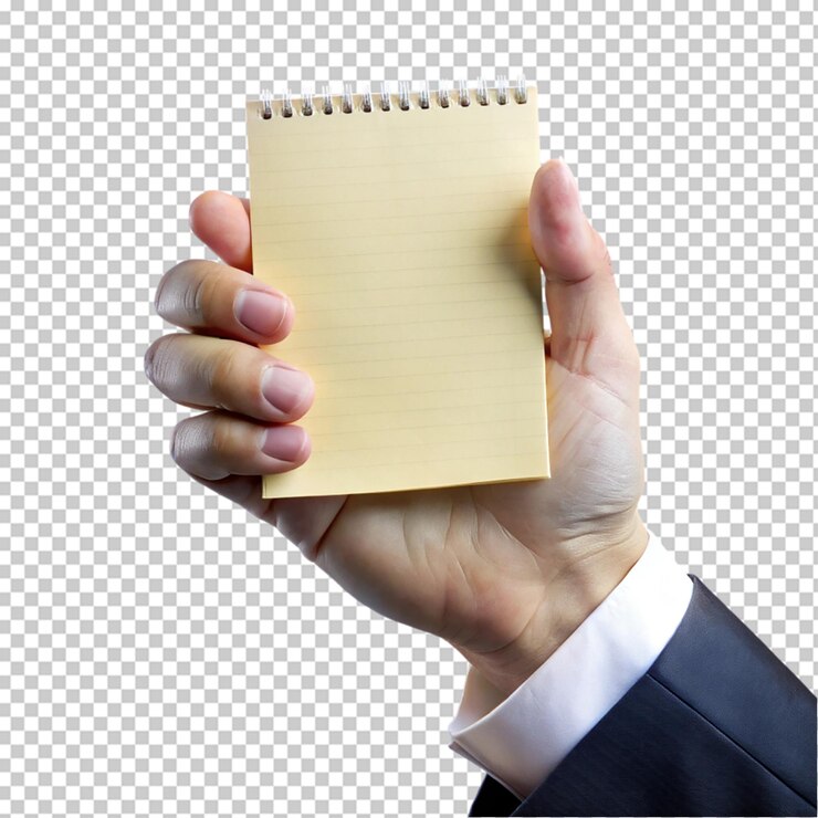 PSD la mano presenta un cuadrado amarillo sobre un fondo transparente