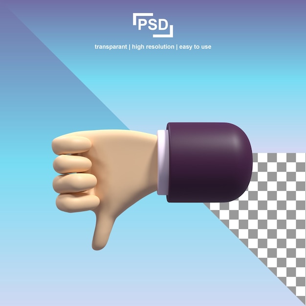 PSD una mano con un pulgar hacia abajo y un pulgar hacia abajo con la palabra psd.