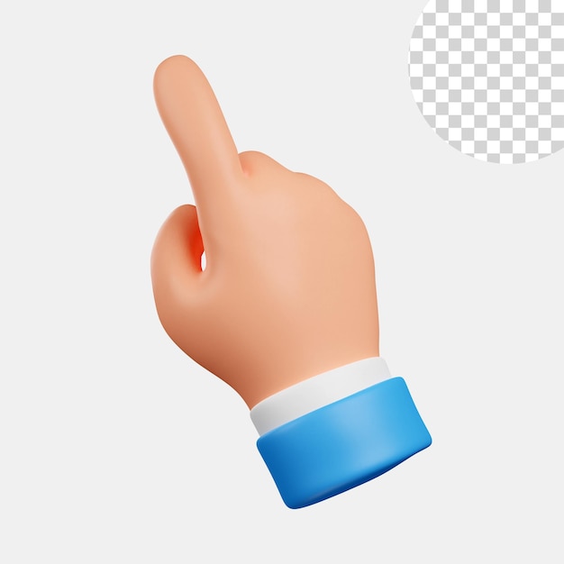 PSD mano con el pulgar hacia arriba. pulgar arriba cantar. mano señalando con el dedo. renderizado 3d