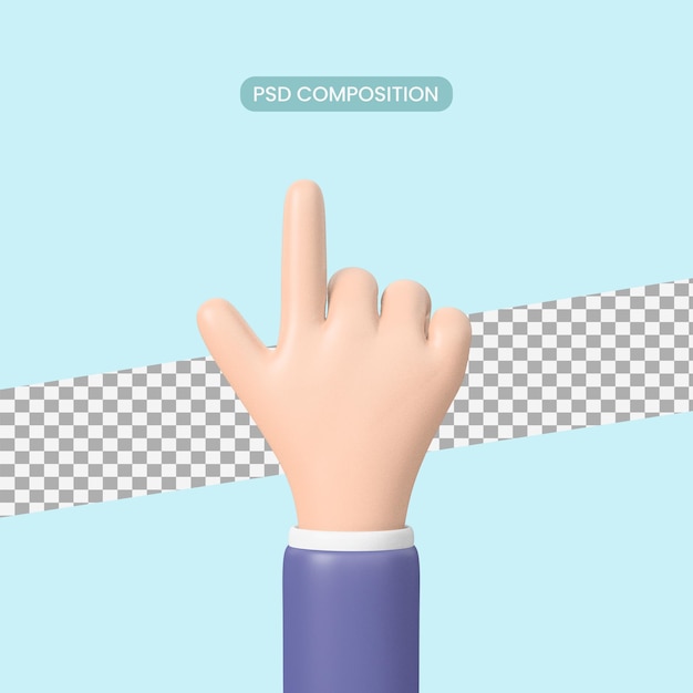 Mano con el pulgar hacia arriba. pulgar arriba cantar. mano señalando con el dedo. renderizado 3d