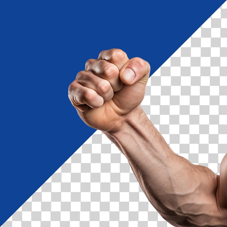 PSD mano de puñetazo generada por ia aislada en fondo transparente png