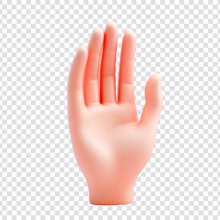PSD una mano renderizada en 3d levantada en alto mostrando participación o un gesto de parada esperanzador y atento
