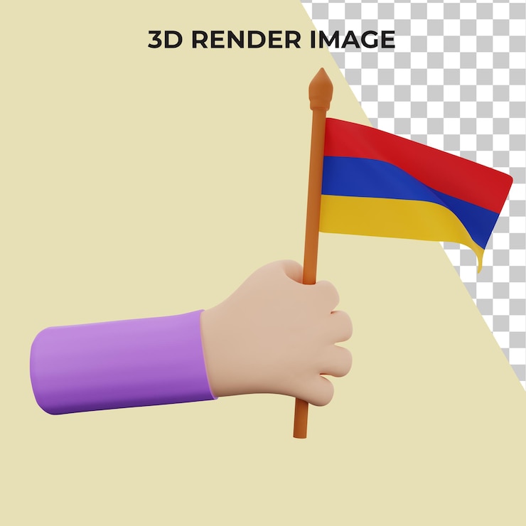 PSD mano de renderizado 3d con concepto de día nacional de armenia