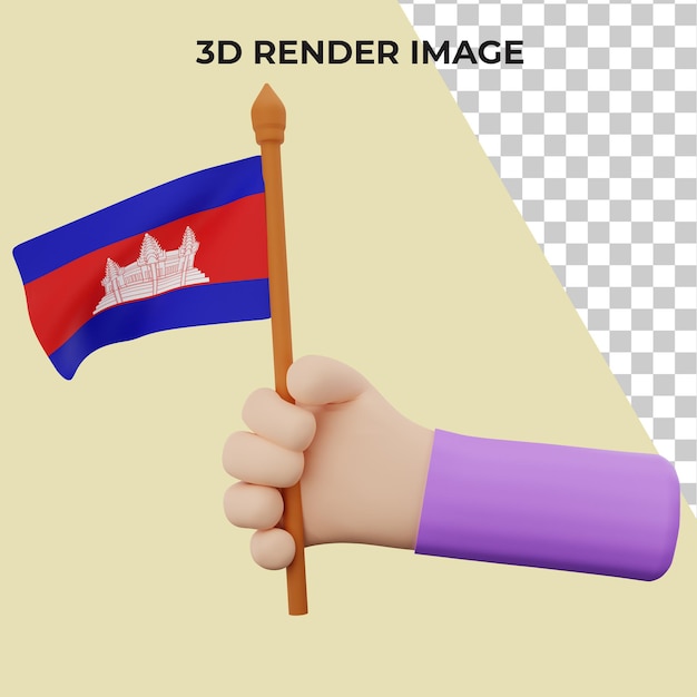 PSD mano de renderizado 3d con concepto de día nacional de camboya