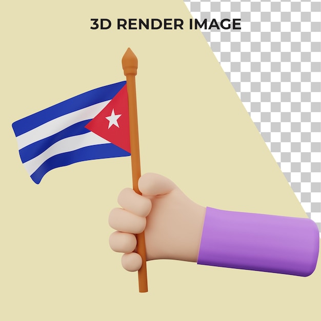 Mano de renderizado 3d con concepto de día nacional de cuba