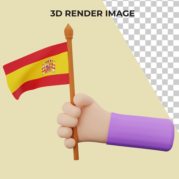 PSD mano de renderizado 3d con concepto de día nacional de españa