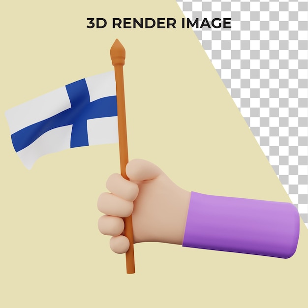 PSD mano de renderizado 3d con concepto de día nacional de finlandia