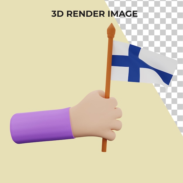 Mano de renderizado 3d con concepto de día nacional de finlandia