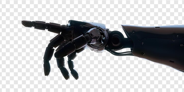 PSD la mano del robot apunta a aislarse en el fondo de transparencia psd