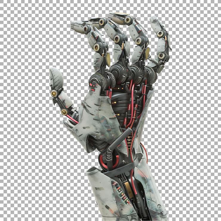 PSD la mano del robot en el fondo transparente generada por ai
