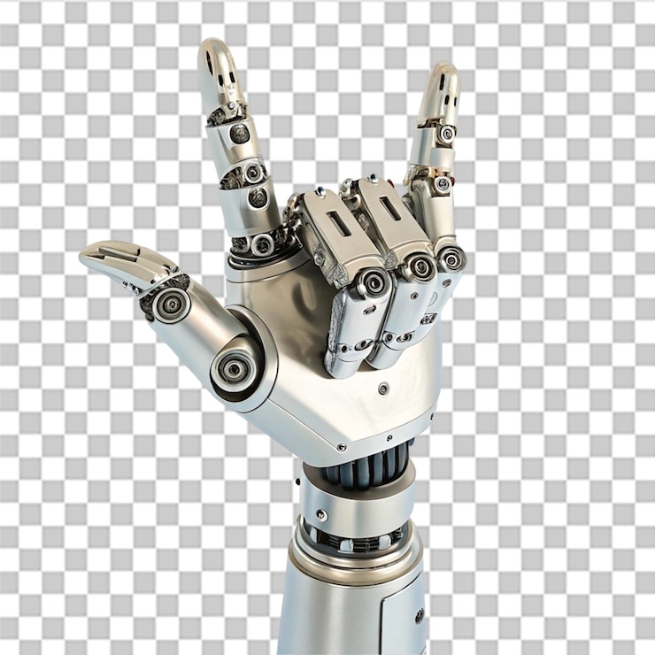 PSD la mano del robot gestando aislada sobre un fondo transparente