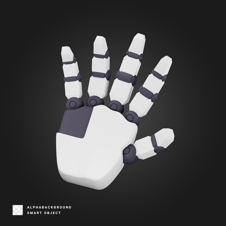 PSD mano robótica inteligencia artificial renderización de ilustraciones en 3d