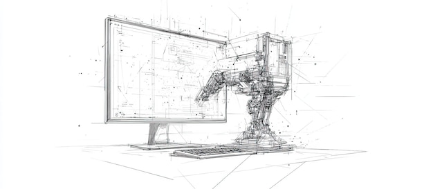 La mano robótica interactúa con la computadora