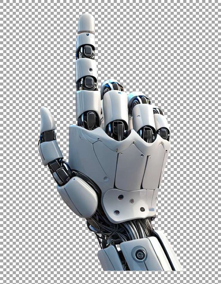 PSD mano robótica de vanguardia con diseño elegante en fondo transparente png psd