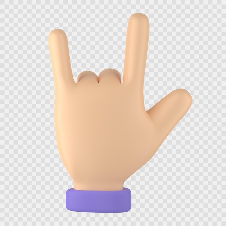 PSD mano roca gesto icono 3d