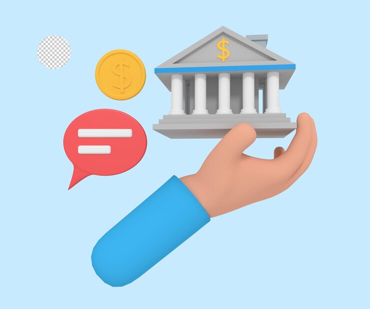 PSD una mano sosteniendo un banco con un signo de dólar
