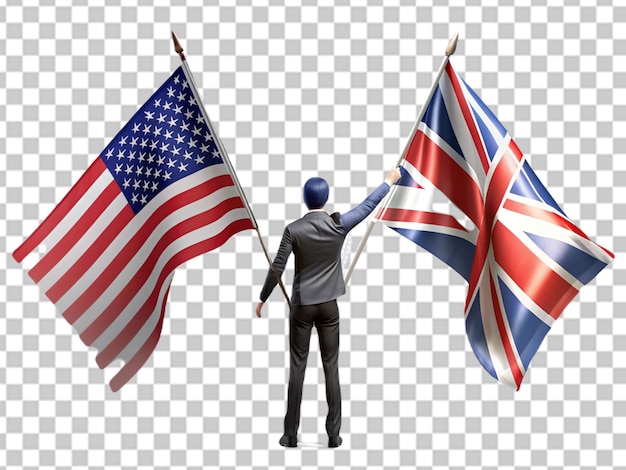 PSD la mano sosteniendo la bandera estadounidense fondo transparente símbolo patriótico orgullo de los ee.uu.