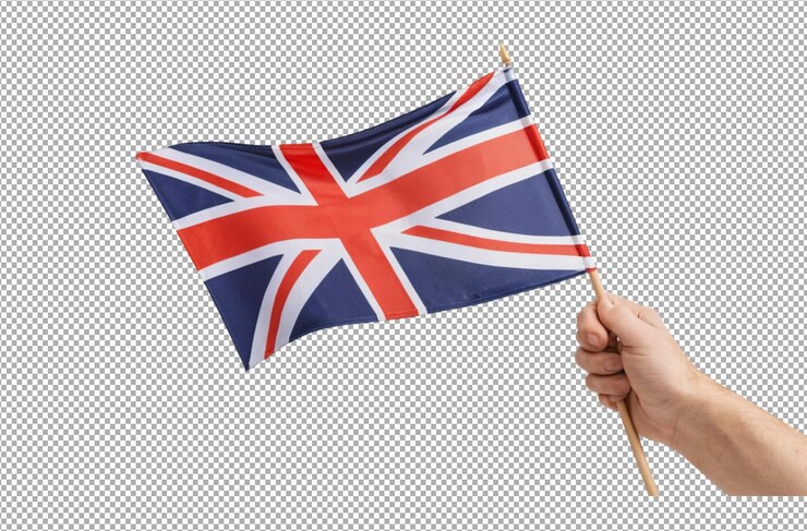 PSD la mano sosteniendo la bandera de la fuerza y la tradición del reino unido
