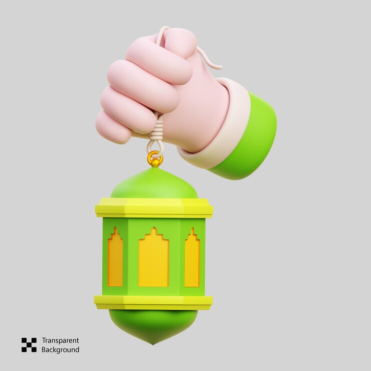 PSD con la mano sosteniendo el icono islámico 3d