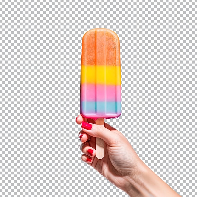 Una mano sosteniendo paletas de colores aisladas sobre fondo transparente