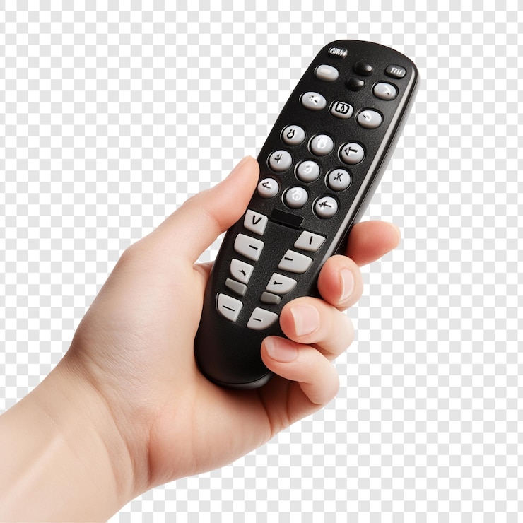 PSD la mano sostiene un control remoto negro