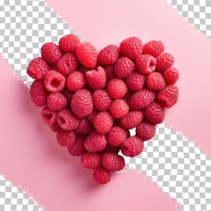 PSD una mano sostiene un corazón hecho con frambuesas.