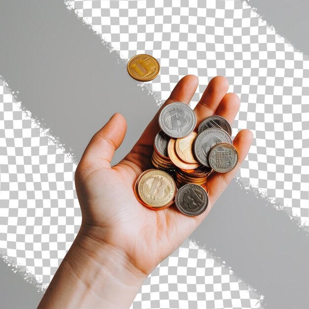 una mano sostiene un montón de monedas que dicen euro